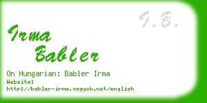 irma babler business card